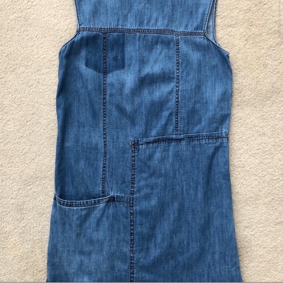 Denim Patchwork Shift Dress With Frayed Hem - Picture 2 of 4